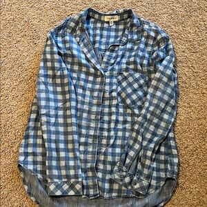 Cloth & Stone Navy and White Plaid Shirt